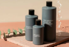 An image for a guide on scalp health, featuring the best clarifying shampoos. It shows three minimalist bottles with the text "The Golden Rules of Clarifying" to illustrate how to remove product buildup and fix limp, dull hair.