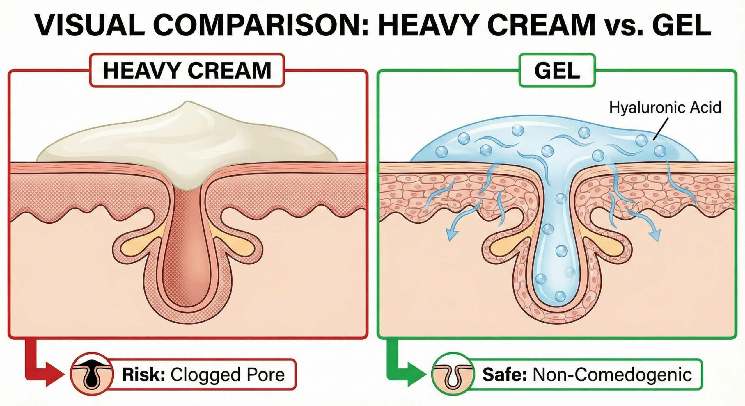 A visual comparison Heavy Cream vs. Gel