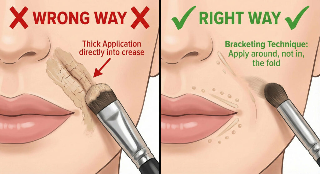 Wrong Way vs. Right Way for Smile Lines.