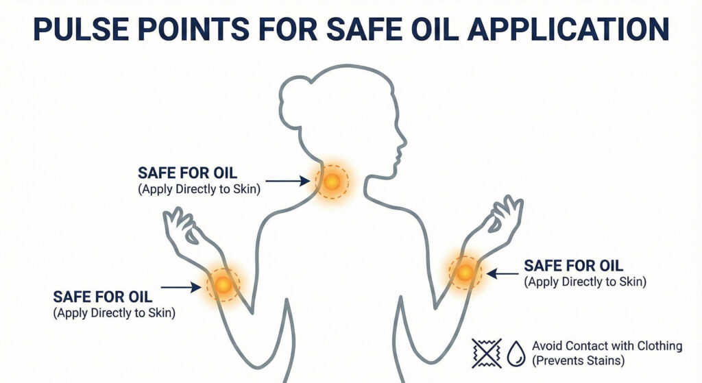 A diagram of Pulse Points for safe application