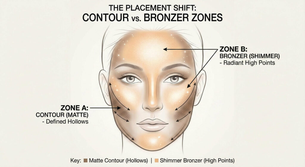 A face map diagram illustrating The Placement Shift