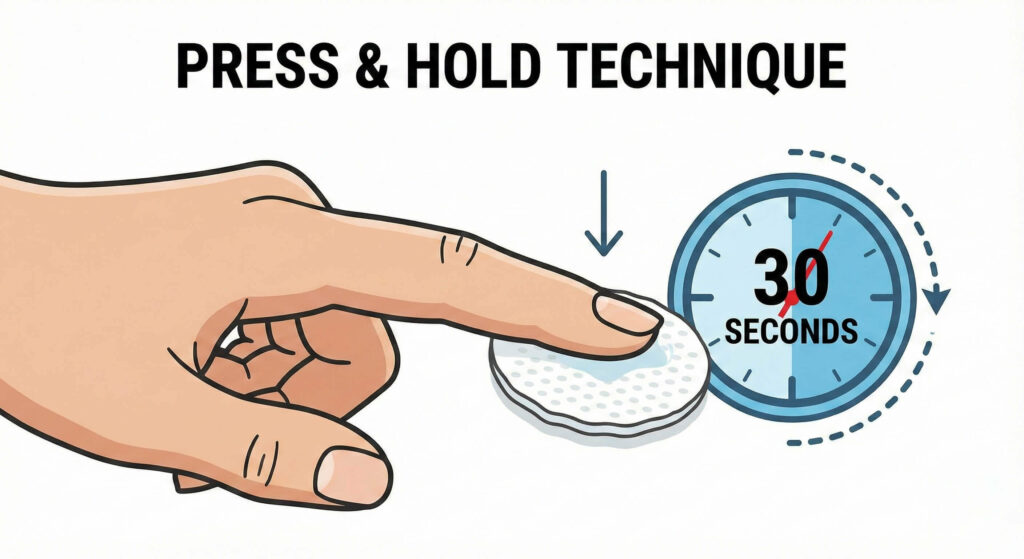 A simple instructional illustration of the Press & Hold technique