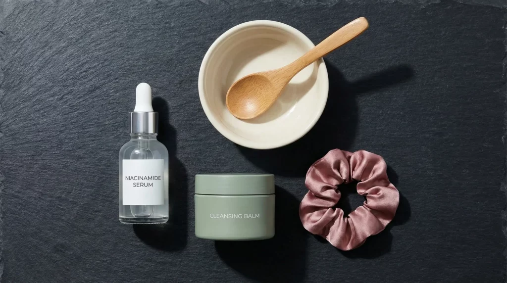 Essential non-comedogenic skincare products for a night routine to stop morning breakouts.