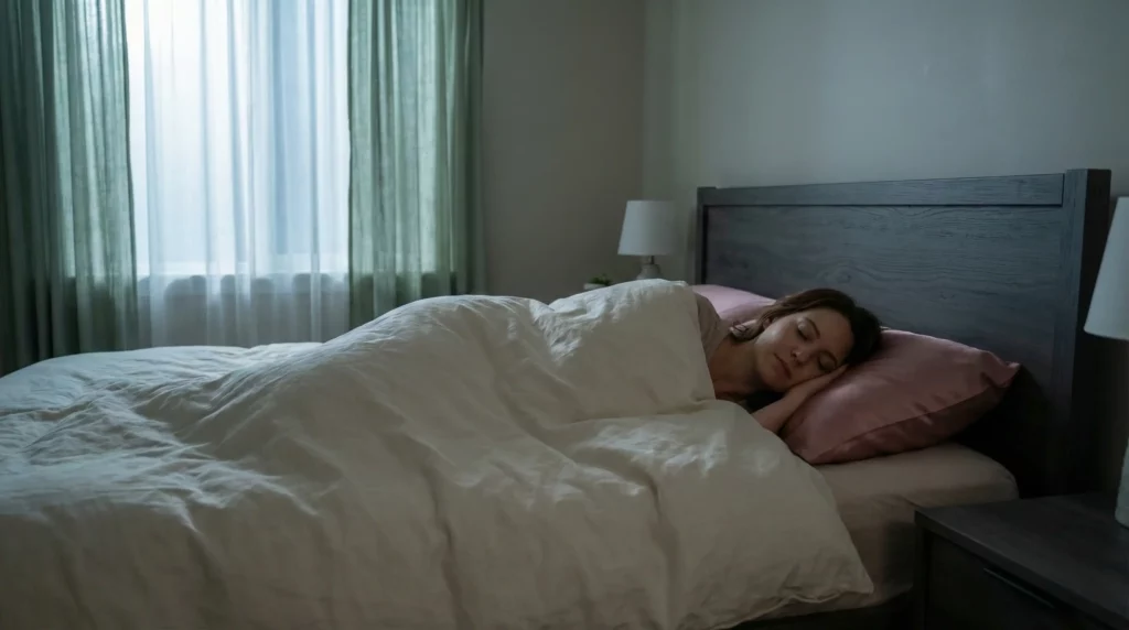 Grace resting deeply to support collagen synthesis and mental health.