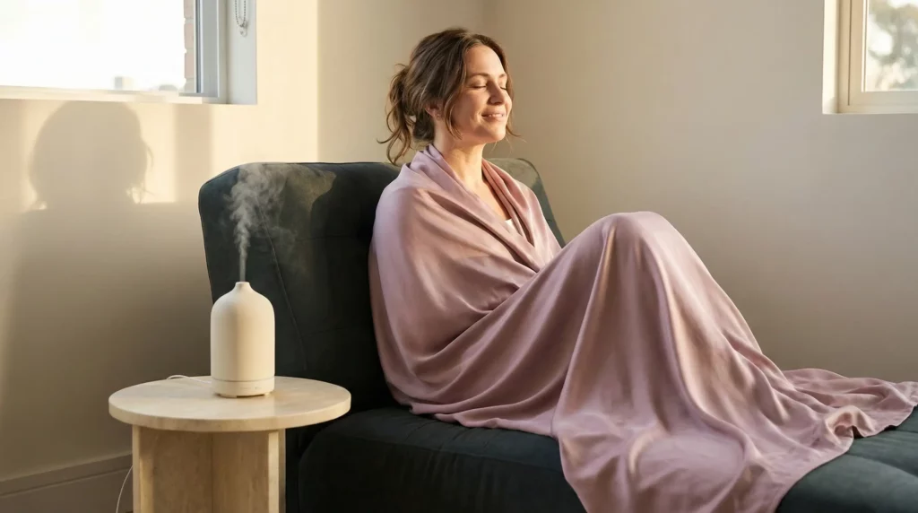 practicing a recovery ritual to lower distress and protect her biological health.