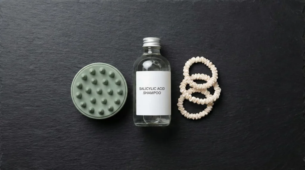 Targeted scalp health products including Salicylic Acid for fungal overgrowth management.