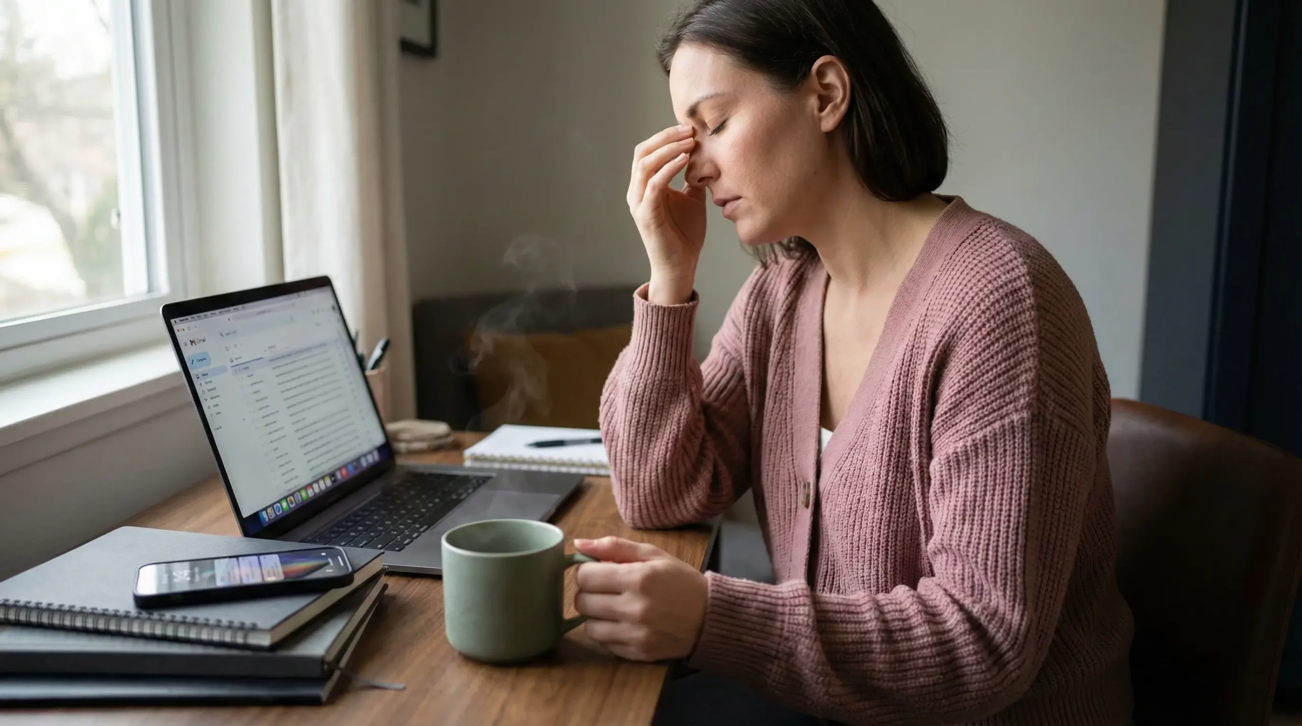 A gorgeous woman practicing stress management techniques to reduce daily anxiety in a serene setting