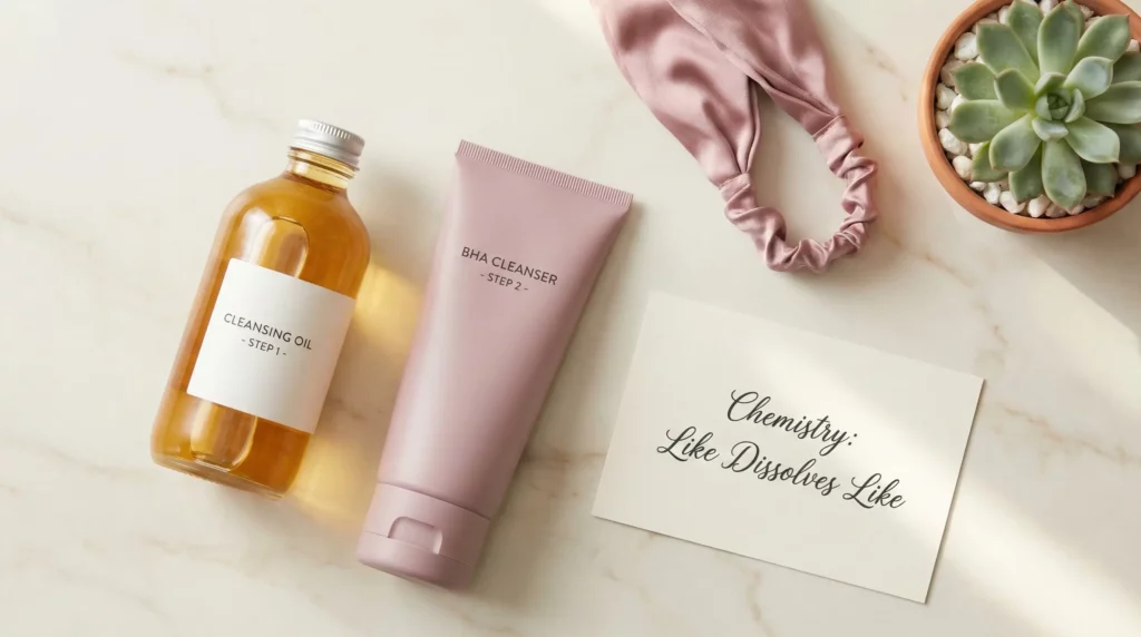 A two-step cleansing kit for managing luteal phase oil production.